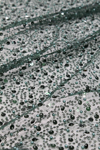 Beaded sequin lace - dark green