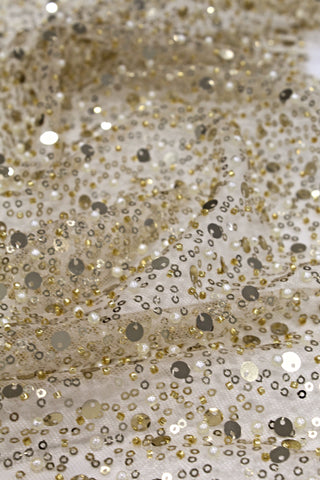 Beaded sequin lace - gold