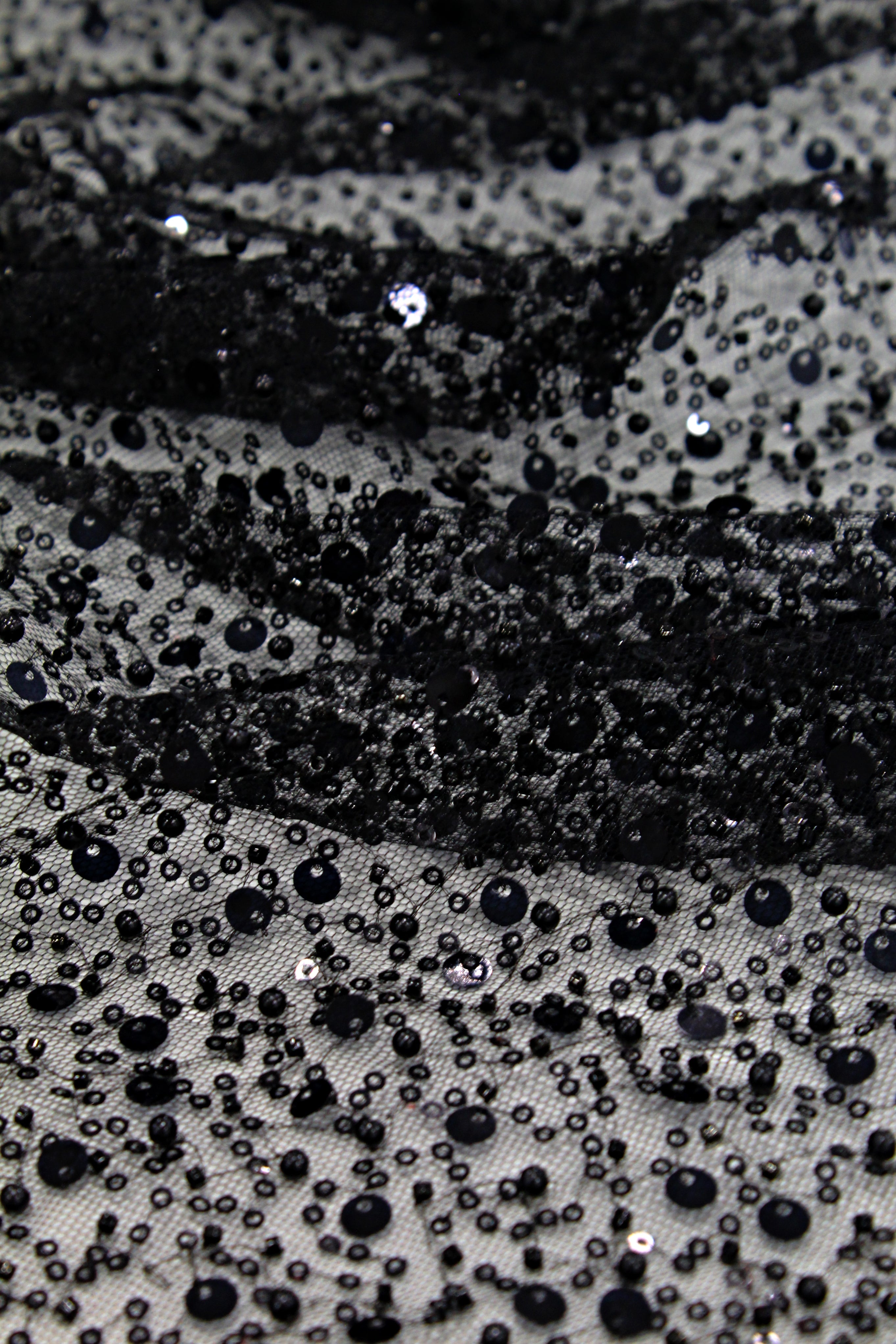 Black Beaded sequin lace - black
