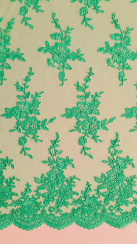 EMBROIDERED FLORAL LACE- GREEN
