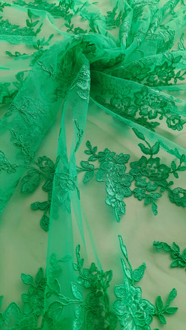 EMBROIDERED FLORAL LACE- GREEN