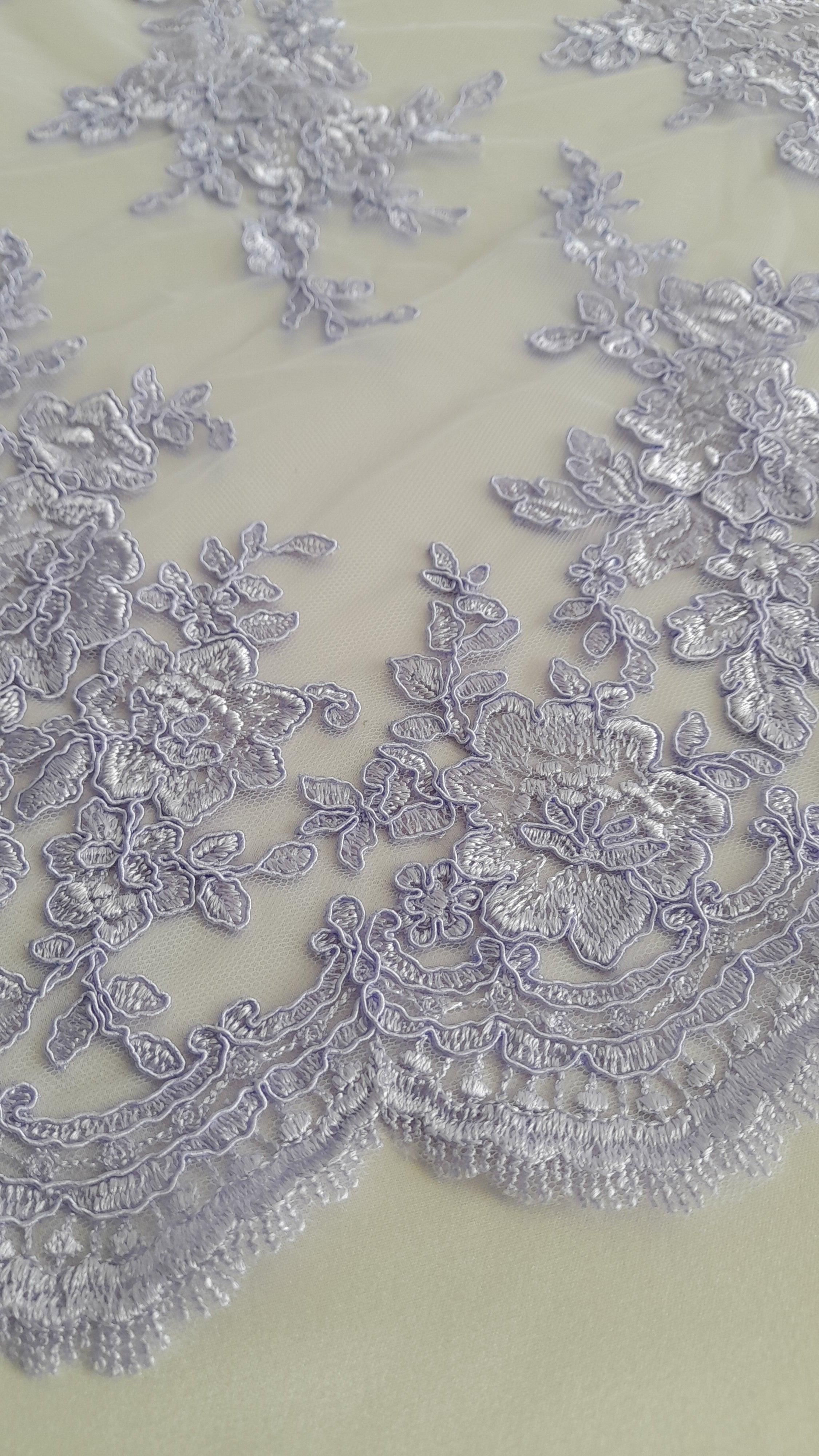 EMBROIDERED FLORAL LACE- LILAC