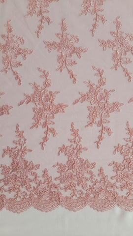 EMBROIDERED TULLE LACE-BABY PINK