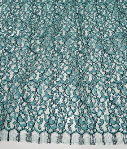 French chantilly lace - ocean green