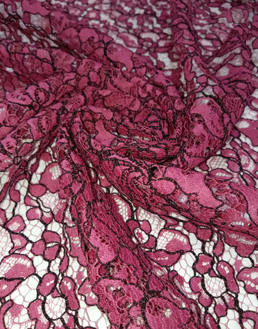 French Chantilly lace - magenta and black