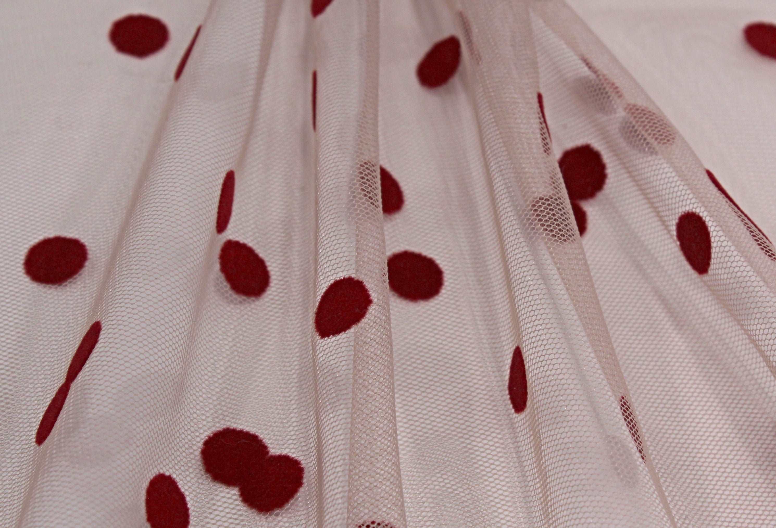 Polka Dot Tulle Red Flock on Skin tone Tulle 93228